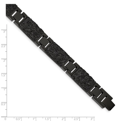 Chisel Stainless Steel Polished Black IP-plated Wire Inlay 8.5 inch Link Bracelet