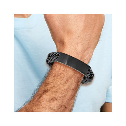 Chisel Stainless Steel Brushed Black IP-plated Curb Chain 9 inch ID Bracelet