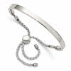 Chisel Stainless Steel Polished Bar Adjustable Fabric Cord Bangle Bracelet
