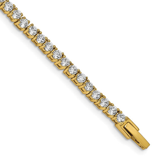 Chisel Stainless Steel Polished Yellow IP-plated CZ 7.5 inch Tennis Bracelet