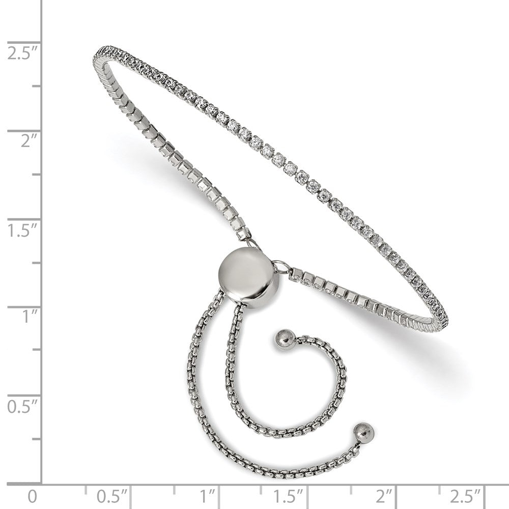 Chisel Stainless Steel Polished CZ Adjustable Bracelet