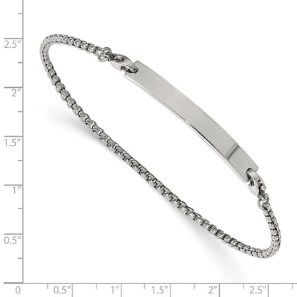 Chisel Stainless Steel Polished Box Chain with Removeable ID Plate 8.5 inch Bracelet