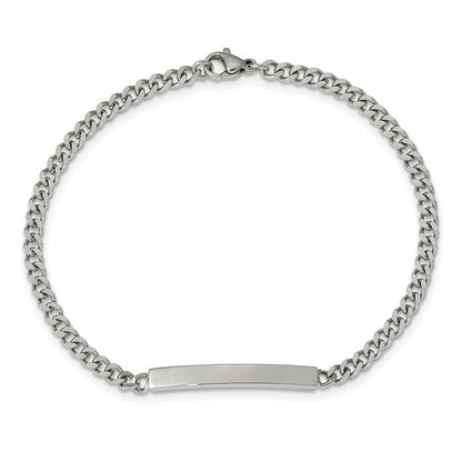 Chisel Stainless Steel Polished Flat Curb Chain 8.5 inch ID Bracelet