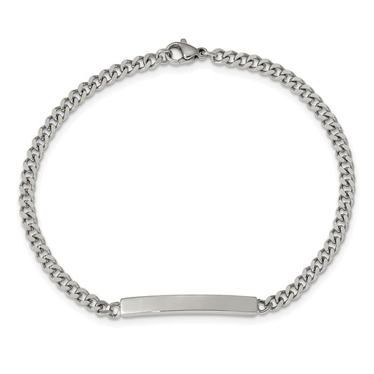 Chisel Stainless Steel Polished Flat Curb Chain 8.5 inch ID Bracelet