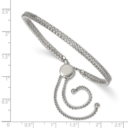 Chisel Stainless Steel Polished with CZ 2 Strand Adjustable Bracelet