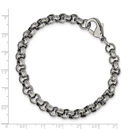 Chisel Stainless Steel Polished and Textured 8.25 inch Link Bracelet