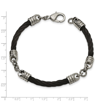 Chisel Stainless Steel Polished Black IP-plated Cable 9 inch Bracelet