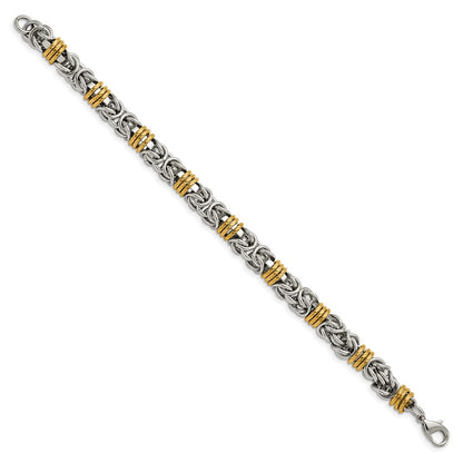 Chisel Stainless Steel Polished Yellow IP-plated Byzantine 8.25 inch Bracelet