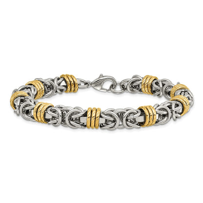 Chisel Stainless Steel Polished Yellow IP-plated Byzantine 8.25 inch Bracelet