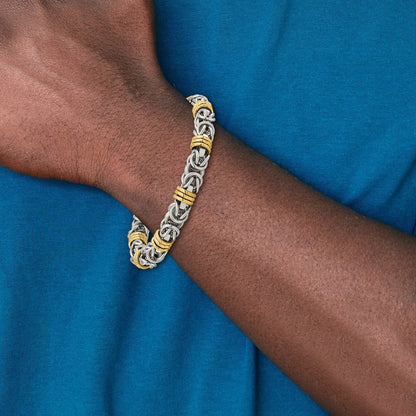 Chisel Stainless Steel Polished Yellow IP-plated Byzantine 8.25 inch Bracelet