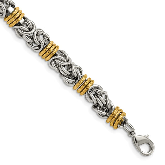 Chisel Stainless Steel Polished Yellow IP-plated Byzantine 8.25 inch Bracelet