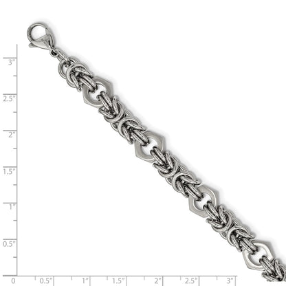 Chisel Stainless Steel Brushed and Polished Fancy Byzantine 8.25 inch Bracelet