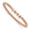 Chisel Stainless Steel Antiqued and Polished Rose IP-plated LOVE 4mm Stretch Bracelet