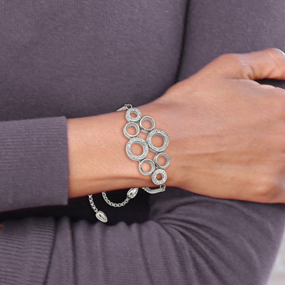 Chisel Stainless Steel Polished with Preciosa Crystal Circles Adjustable Bracelet