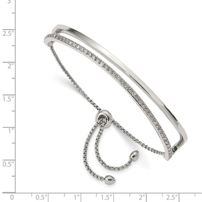 Chisel Stainless Steel Polished with Crystals Adjustable Bangle Bracelet