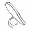 Chisel Stainless Steel Polished with Crystals Adjustable Bangle Bracelet