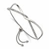 Chisel Stainless Steel Polished with Crystals Twised Adjustable Bangle Bracelet