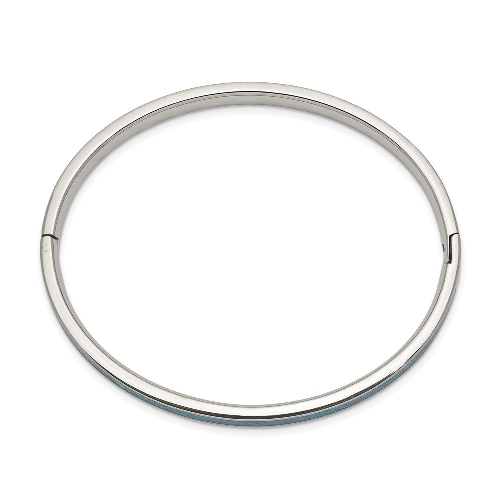 Chisel Stainless Steel Polished Imitation Opal 4.75mm Hinged Bangle