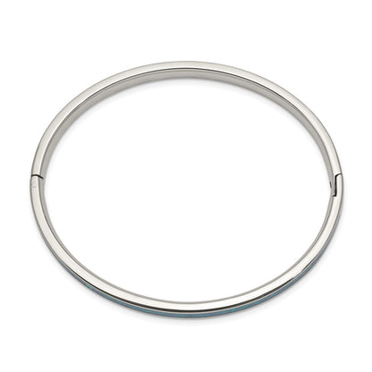 Chisel Stainless Steel Polished Imitation Opal 4.75mm Hinged Bangle
