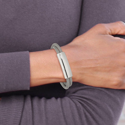 Chisel Stainless Steel Polished Mesh 2-Strand Adjustable ID Bracelet