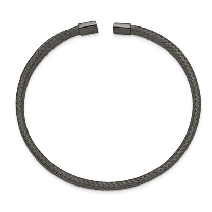 Chisel Stainless Steel Polished Black IP-plated 6mm Mesh Wire Cuff Bangle