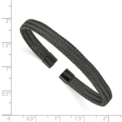 Chisel Stainless Steel Polished Black IP-plated 6mm Mesh Wire Cuff Bangle