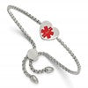 Chisel Stainless Steel Polished with Red Enamel Heart Medical ID Adjustable Bracelet
