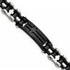 Chisel Stainless Steel Polished Black IP-plated 9 inch Cross ID Bracelet