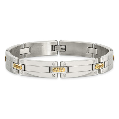 Chisel Stainless Steel with 14k Gold Accent Polished 8.5 inch Link Bracelet