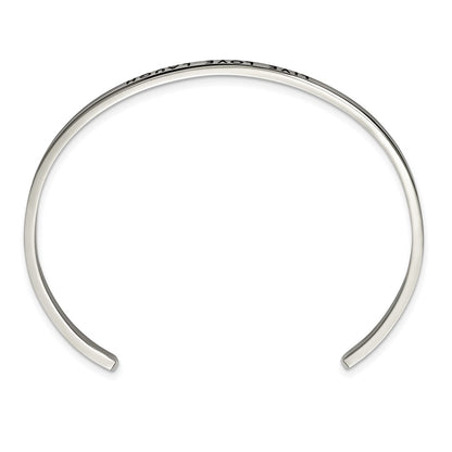 Chisel Stainless Steel Polished and Enameled with Crystal LIVE LOVE LAUGH 3mm Cuff Bangle