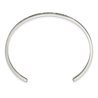Chisel Stainless Steel Polished and Enameled with Crystal LOVE YOU MORE 3mm Cuff Bangle