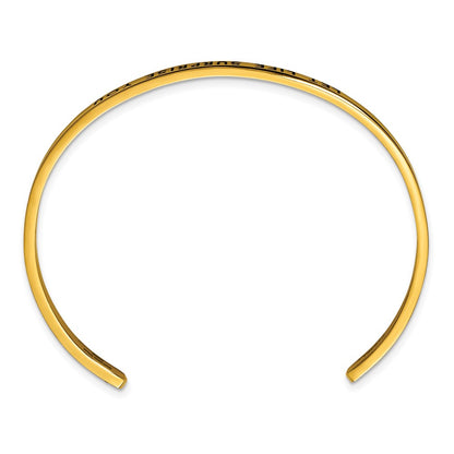 Chisel Stainless Steel Polished Yellow IP-plated and Enameled with Crystal LET LIFE SURPRISE YOU 3mm Cuff Bangle