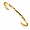 Chisel Stainless Steel Polished Yellow IP-plated and Enameled with Crystal LET LIFE SURPRISE YOU 3mm Cuff Bangle