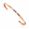 Chisel Stainless Steel Polished Rose IP-plated and Enameled with Crystal LOVE YOU 3mm Cuff Bangle