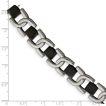 Chisel Stainless Steel Polished Black IP-plated 8 inch Fancy Link Bracelet