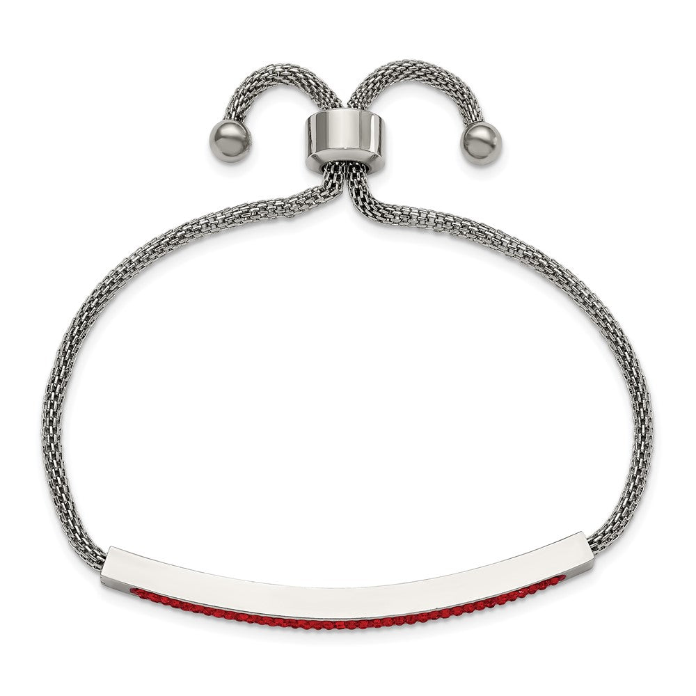 Chisel Stainless Steel Polished with Red Glass Adjustable Bracelet