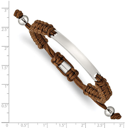 Chisel Stainless Steel Polished Brown Nylon Adjustable ID Bracelet