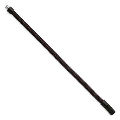 Chisel Stainless Steel Brushed and Polished Black and Brown Wire 8.25 inch Bracelet