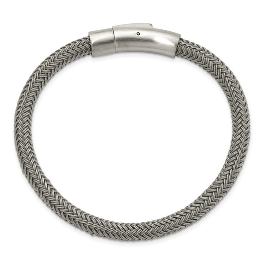 Chisel Stainless Steel Brushed and Polished Wire 8.25 inch Bracelet