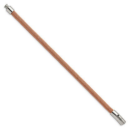 Chisel Stainless Steel Polished Rose Wire 8.5 inch Bracelet