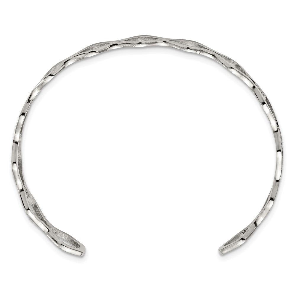 Chisel Stainless Steel Polished Wavy Cuff Bangle