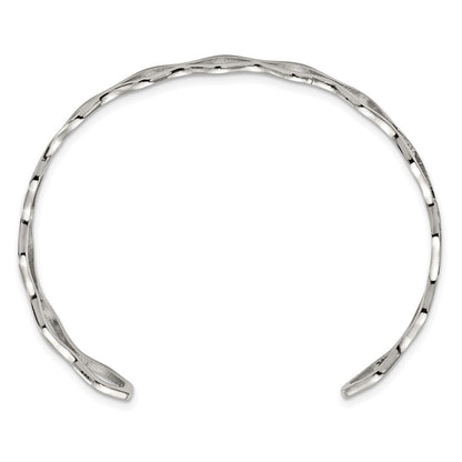 Chisel Stainless Steel Polished Wavy Cuff Bangle