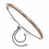 Chisel Stainless Steel Polished Rose IP-plated with Crystal Heart Shaped Adjustable Bangle Bracelet
