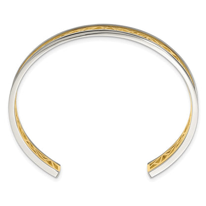 Chisel Stainless Steel Polished Yellow IP-plated Cut out Center 9.5mm Cuff Bangle