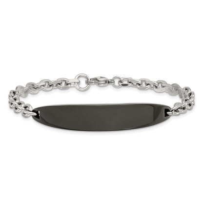 Chisel Stainless Steel Polished Cable Chain Black IP-plated 8 inch ID Bracelet