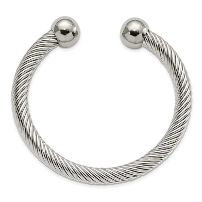 Chisel Stainless Steel Polished 7.3mm Cuff Bangle