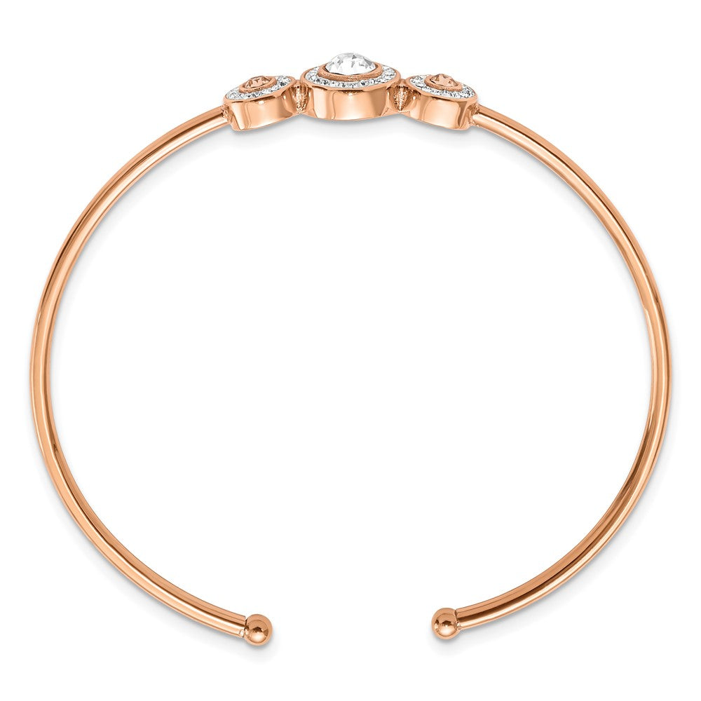 Chisel Stainless Steel Polished Rose IP-plated with Preciosa Crystal Flexible Cuff Bangle