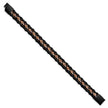 Chisel Stainless Steel Antiqued and Polished Rose IP-plated Black Leather 8.5 inch Bracelet