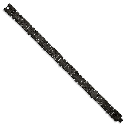 Chisel Stainless Steel Antiqued and Brushed Black IP-plated 9.25 inch Link Bracelet