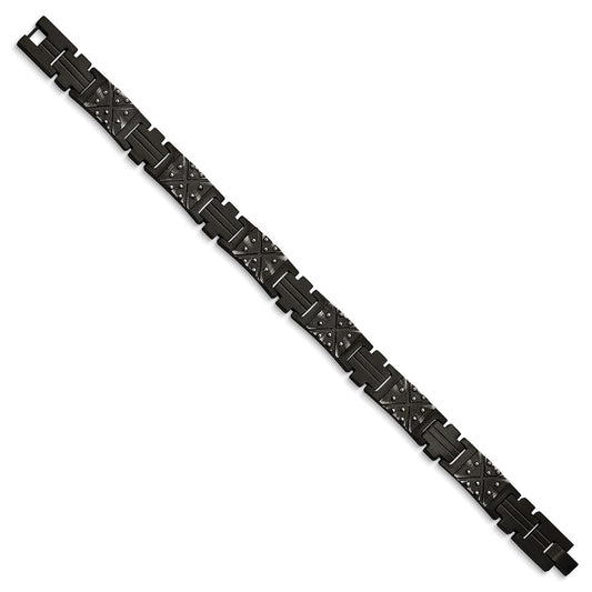 Chisel Stainless Steel Antiqued and Brushed Black IP-plated 9.25 inch Link Bracelet